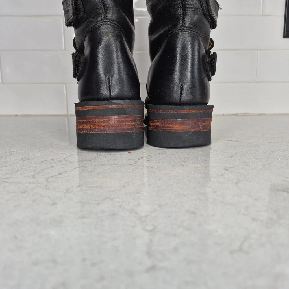 Guide Gear Motorcycle Boots Leather Biker Buckle 8M Black Mens
